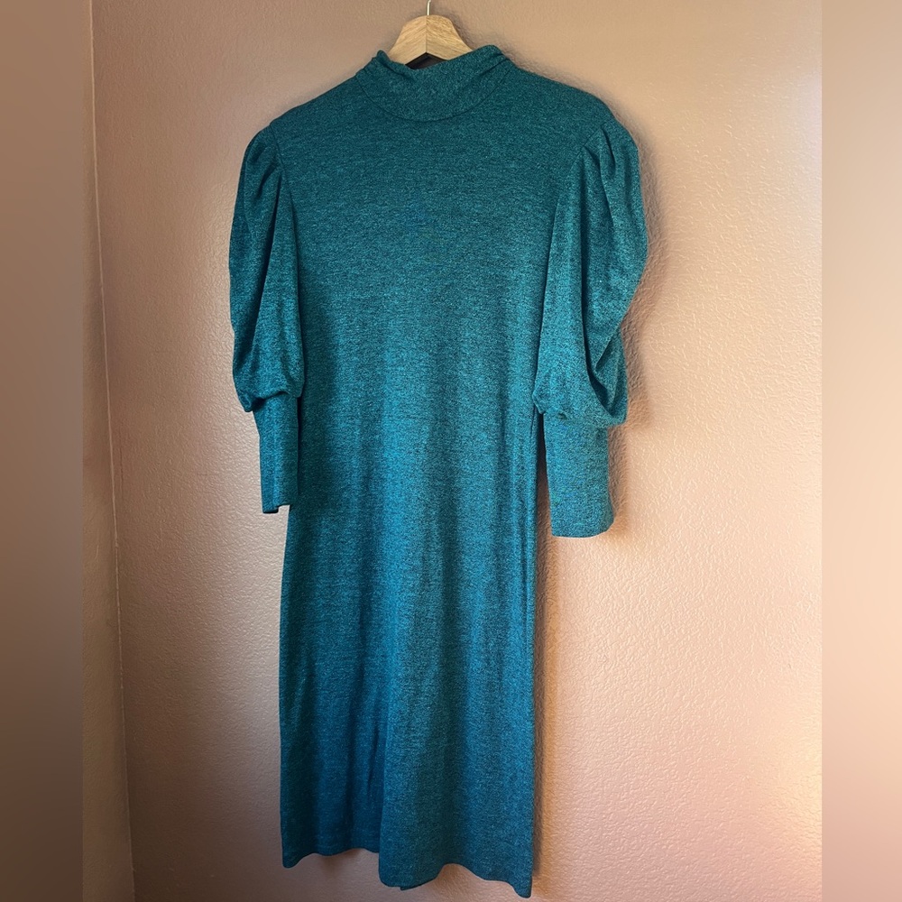 Timely Trends Vintage Mock-Neck Teal Dress